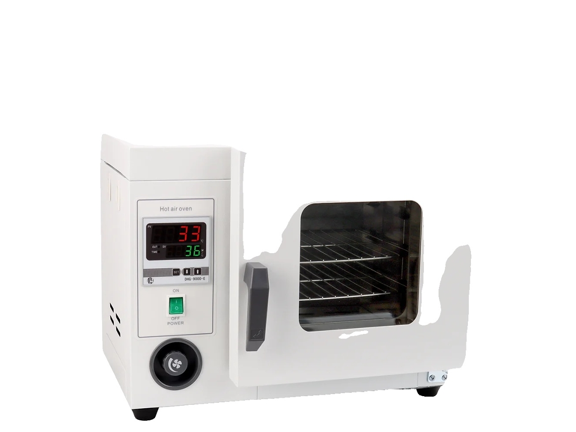 Armario de secado, capacidad de 16 L, control digital de temperatura, rango de 50 a 300 °C, potencia de 500 W, ideal para uso en laboratorio.