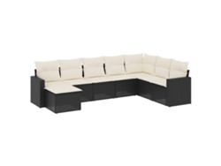Maison Exclusive - Conjunto de sofá de jardín de 8 piezas con cojines, mimbre, negro
