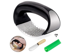Prensa de ajos portátil de acero inoxidable con pelador de silicona, mango cómodo, fácil de usar y limpiar. Rosewell