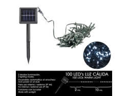 Luces navidad solar 100 leds luz blanca interior / exterior (ip44)