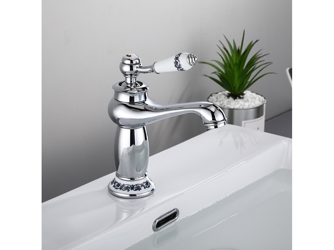 Torneira Clássica De Latão Com Arco Alto Para Lavatório De Casa De Banho, Design Elegante (prateado)