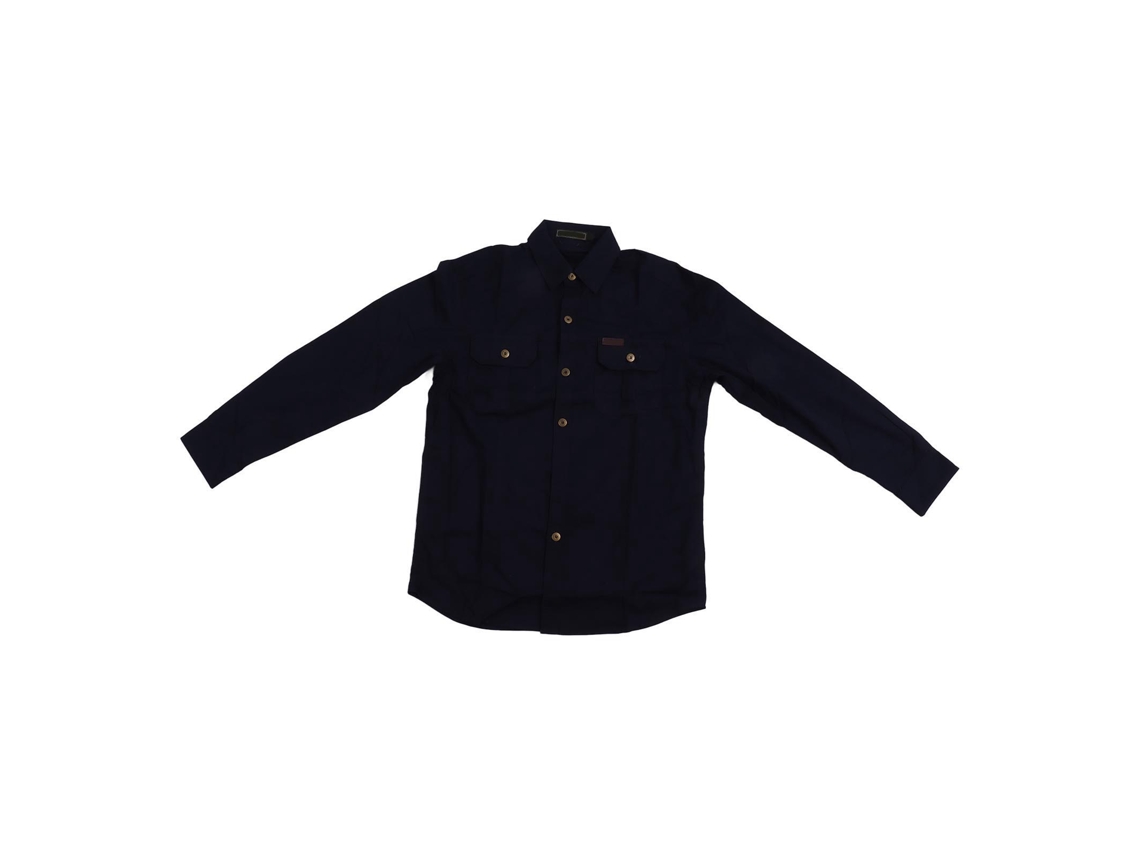 Camisa Informal De Manga Larga Para Hombre, De Algodón, Con Bolsillo, Talla Xxl, Azul Oscuro.