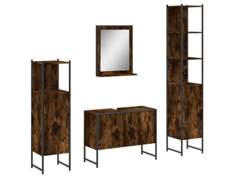 Conjunto 4 de muebles de baño VIDAXL madera contrachapada roble humo
