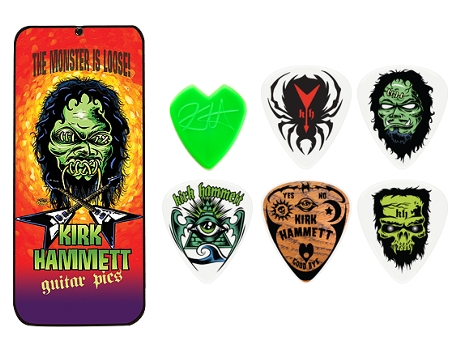 Dunlop caixa em metal com 6 palhetas kirk hammett