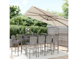 Conjunto de bar de jardín de 11 piezas con cojines de mimbre gris de DKD Home Decor