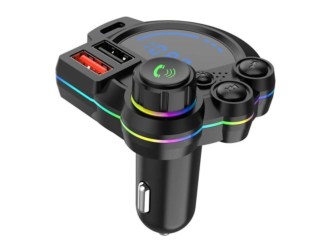 Transmissor Fm Bluetooth 5.3 Qc3.0 E Pd20w, Cartão Tf E Disco Usb, Display Led Yizhood (preto)