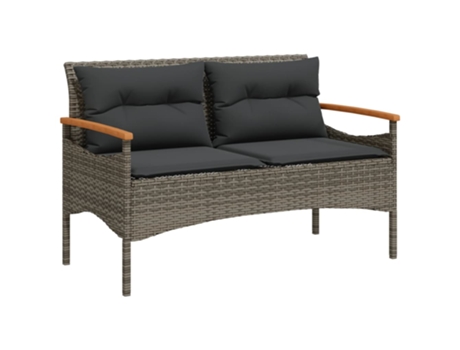 Banco De Jardín VIDAXL Gris Poli Ratán (116x62.5x74 cm)