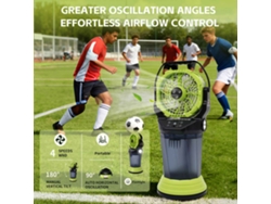 Ventilador Nebulizador Camping Linterna 2000ml 15000mah 4 Velocidades Rgb Led Linterna 90° Oscilación Nano Spray Verde Portátil