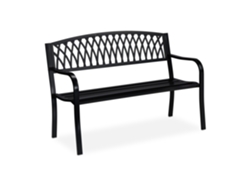 Relaxdays Banco Jardín, Asiento Parque 2 Plazas, Diseño Rústico, Cómodo Mueble Exterior, Metal, 87 X 127 X 60 Cm, Negro