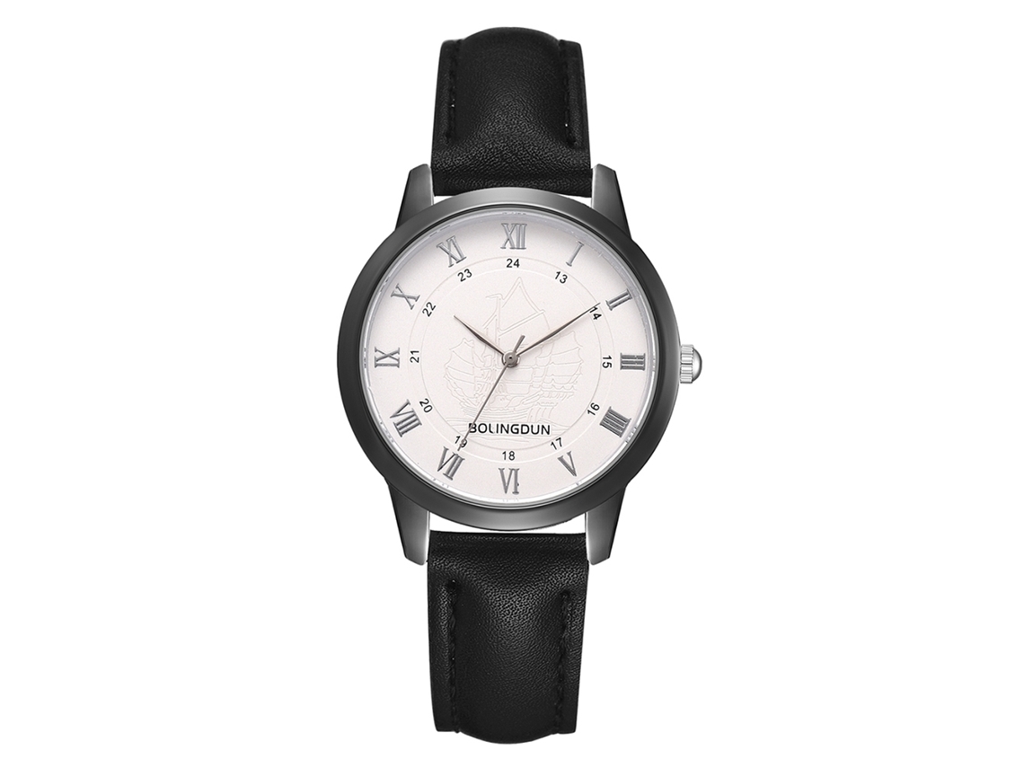 Reloj De Pulsera De Cuarzo De Moda Casual Con Correa Pequeña De Cuero Negro.