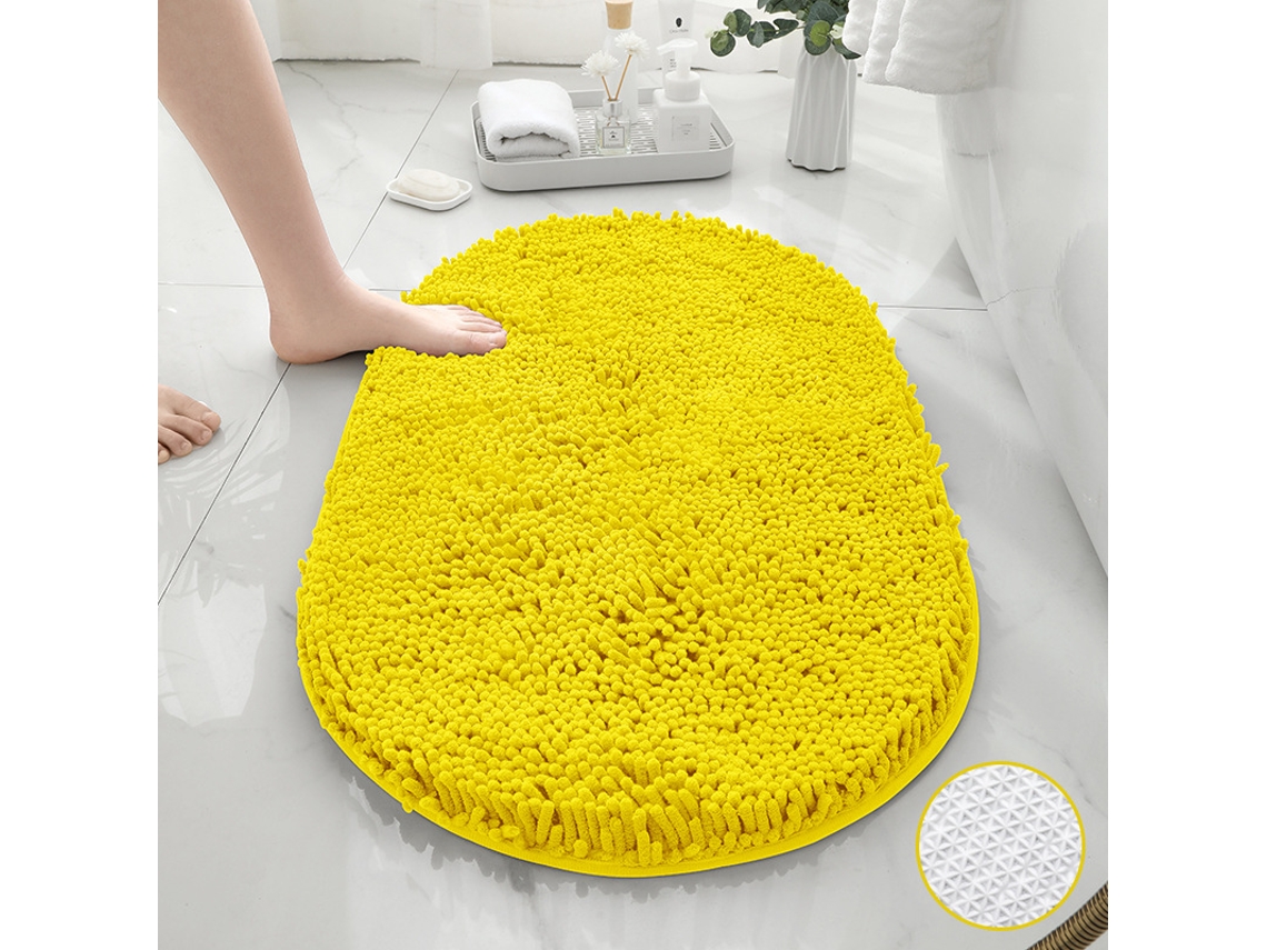 Alfombra de Baño LUUCOZK Antideslizantes Absorbentes Secado Rápido Parte Inferior Ovalada Poliéster Amarillo (50x80cm)