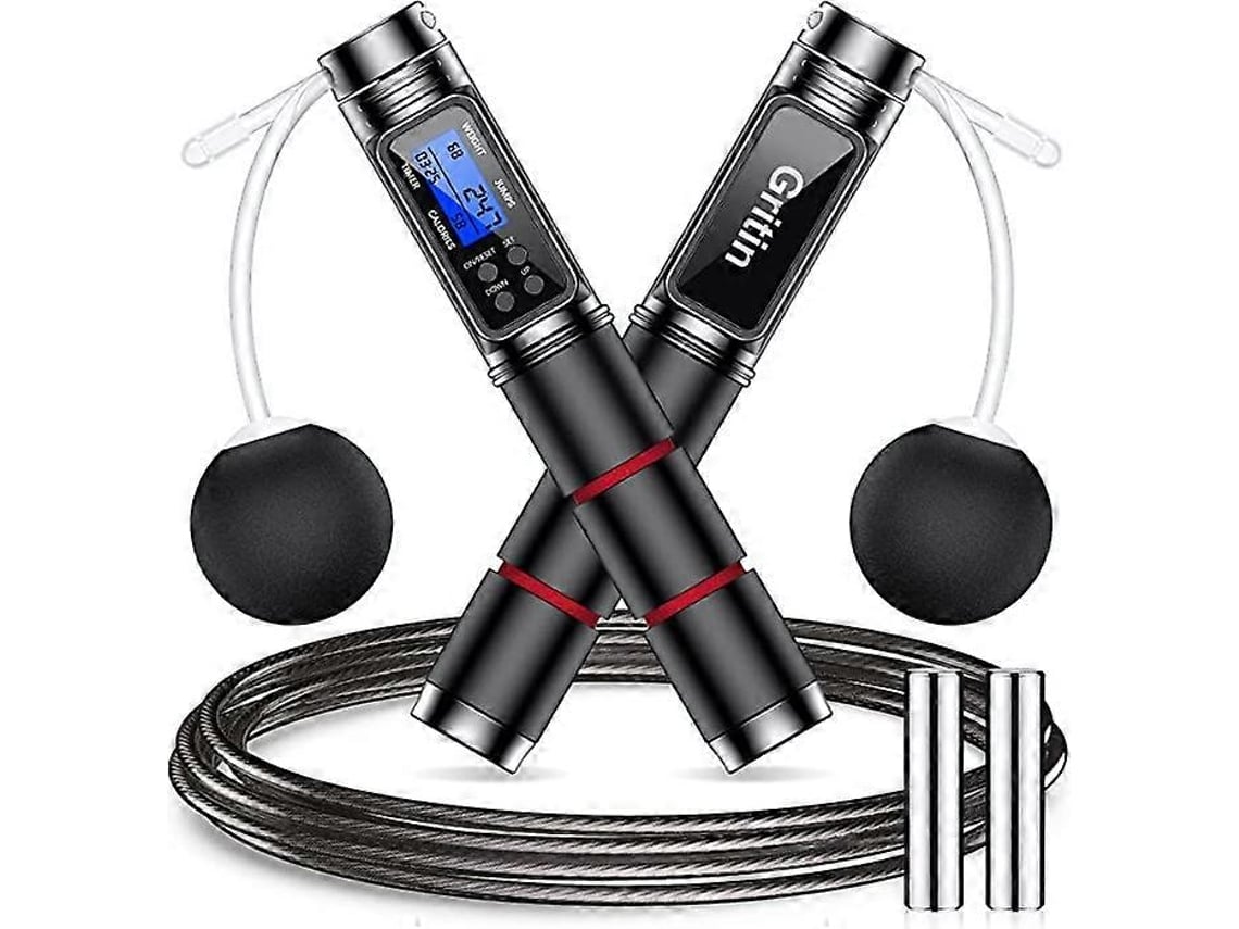 Omni-cuerda De Saltar Con Contador Digital, Cuerda De Velocidad Ponderada Ajustable Con Contador De Calorías Para Hombres Mujeres Y Niños Negro-rojo