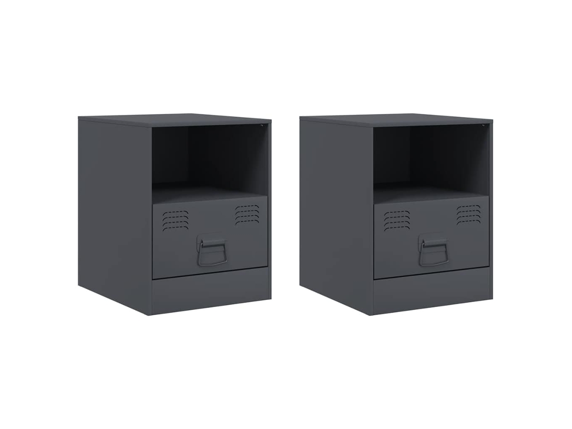 Maison Exclusive - Mesitas De Noche 2 Unidades Gris Antracita 34,5x39x44 Cm