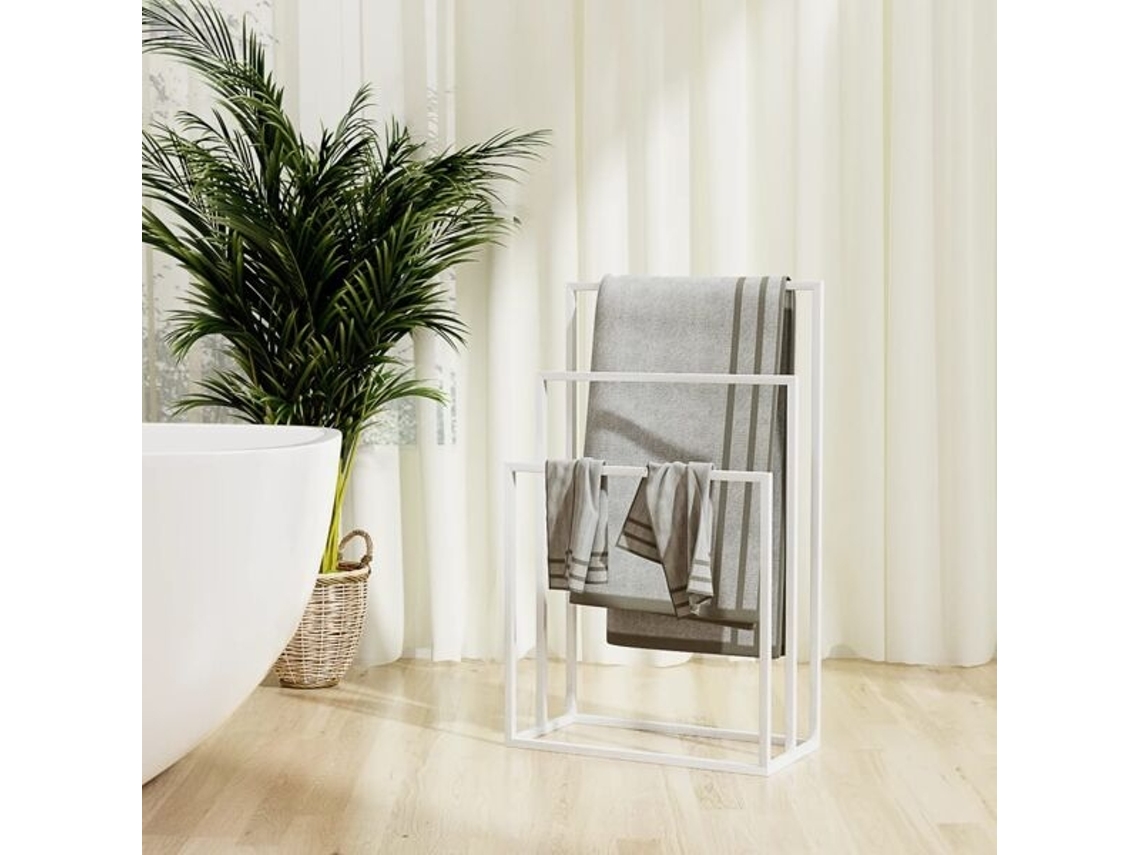 Toallero de pie Vidaxl blanco 48x24x79 cm hierro Jortmrd