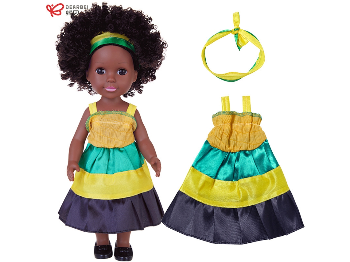 Muñeca Negra De 35,5 Cm, Peinado Afro, Figura De Vinilo, Juguete Reconfortante.