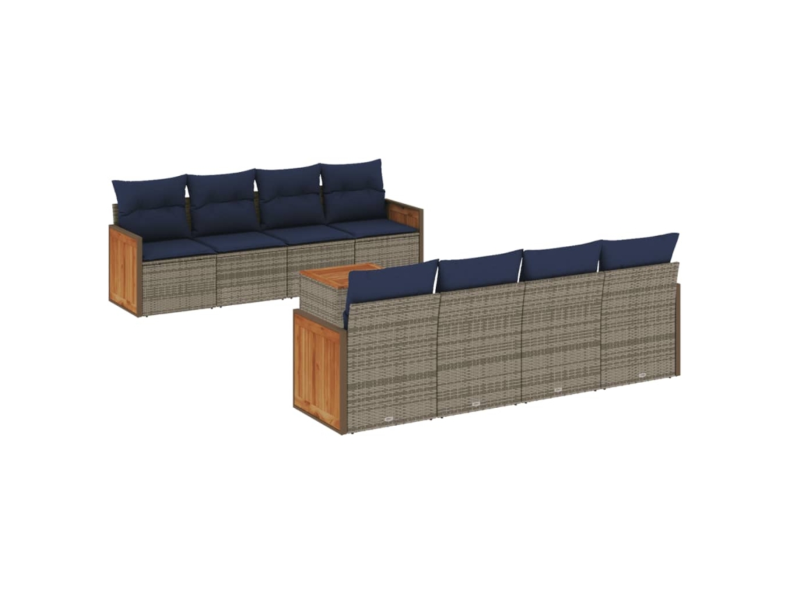 Maison Exclusive - Conjunto De Sofá De Jardín De 9 Piezas Con Cojines, Poliratán Gris