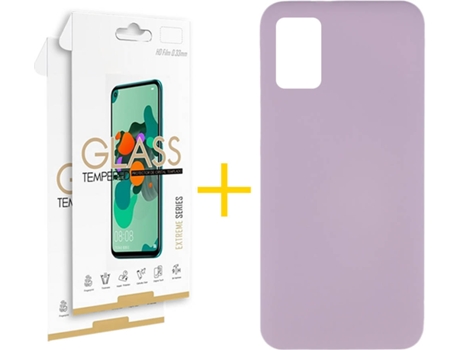 Funda y Protector 2x de Vidrio Samsung Galaxy A31 SKYHE Silicona Líquida Lila