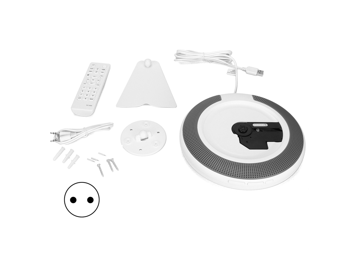 Reproductor De Cd Portátil Con Bluetooth, Radio Fm, Control Remoto Y Soporte De Pared.