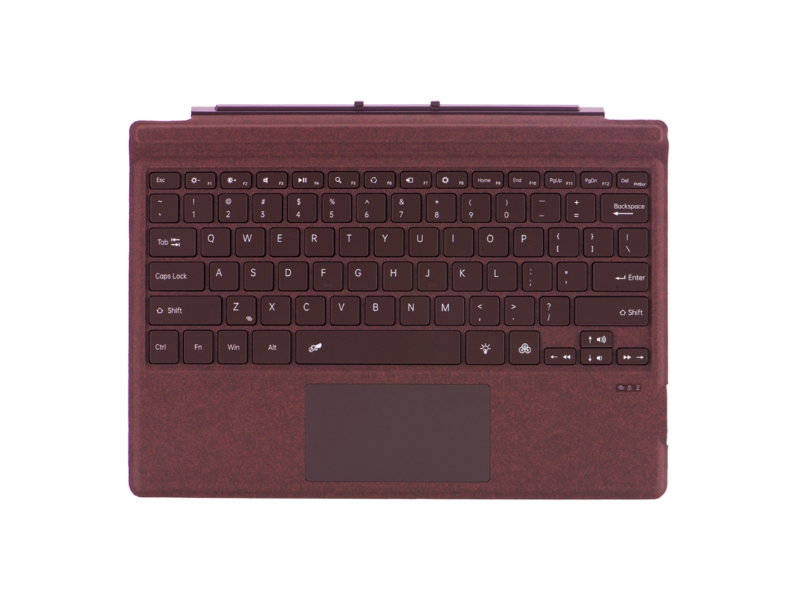 Compatible con Surface Pro 3/4/5/6/7+. Teclado (retroiluminado) color burdeos.