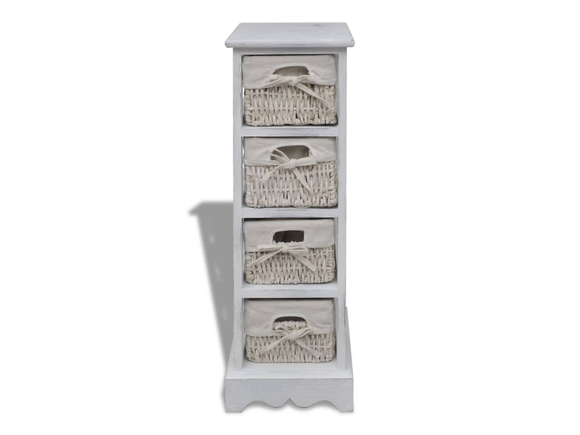 Maison Exclusive - Estantería Con 4 Cestas Tejidas Madera Blanco