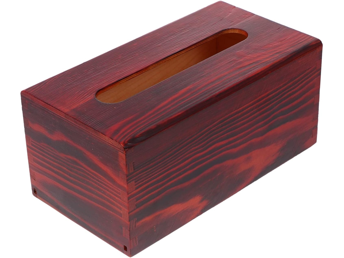 Caja De Pañuelos Retro Y Práctico Almacenamiento En Material Sintético Rojo.