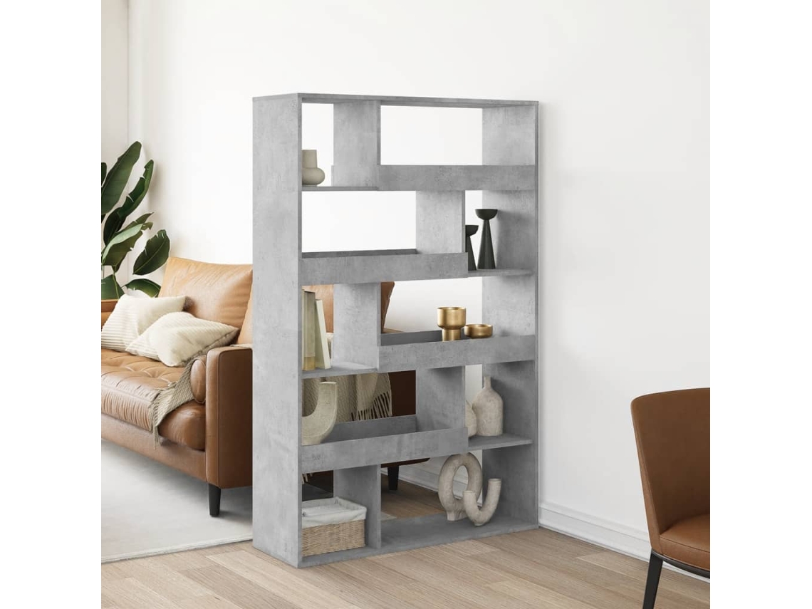 Biombo plegable | Separador de ambientes 100x33x156,5 cm, color gris cemento, derivado de la madera.