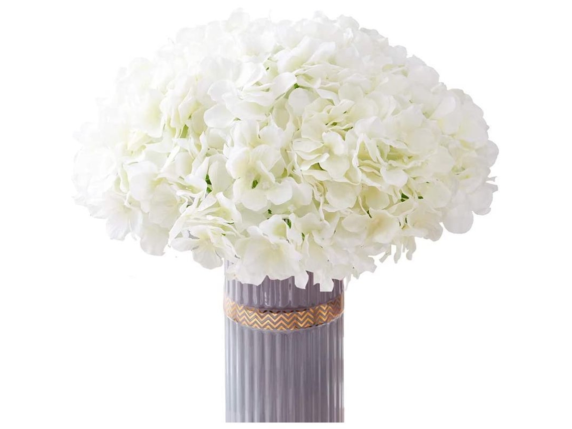 Flores Artificiales De Hortensia Blanca, 10 Unidades, Para Bodas, Fiestas, Decoración Y Ramos De Novia.