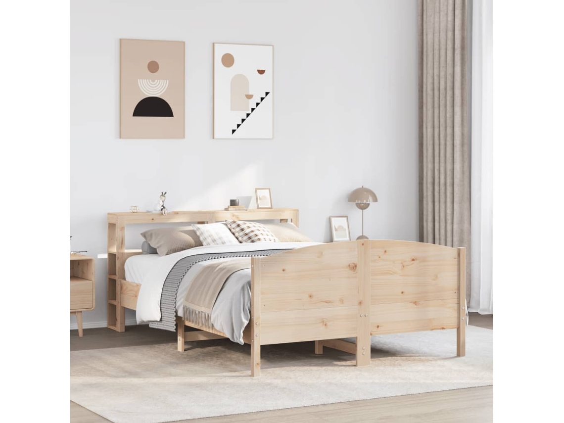 Estructura De Cama Sin Colchón Madera Maciza De Pino 120x190 Cm