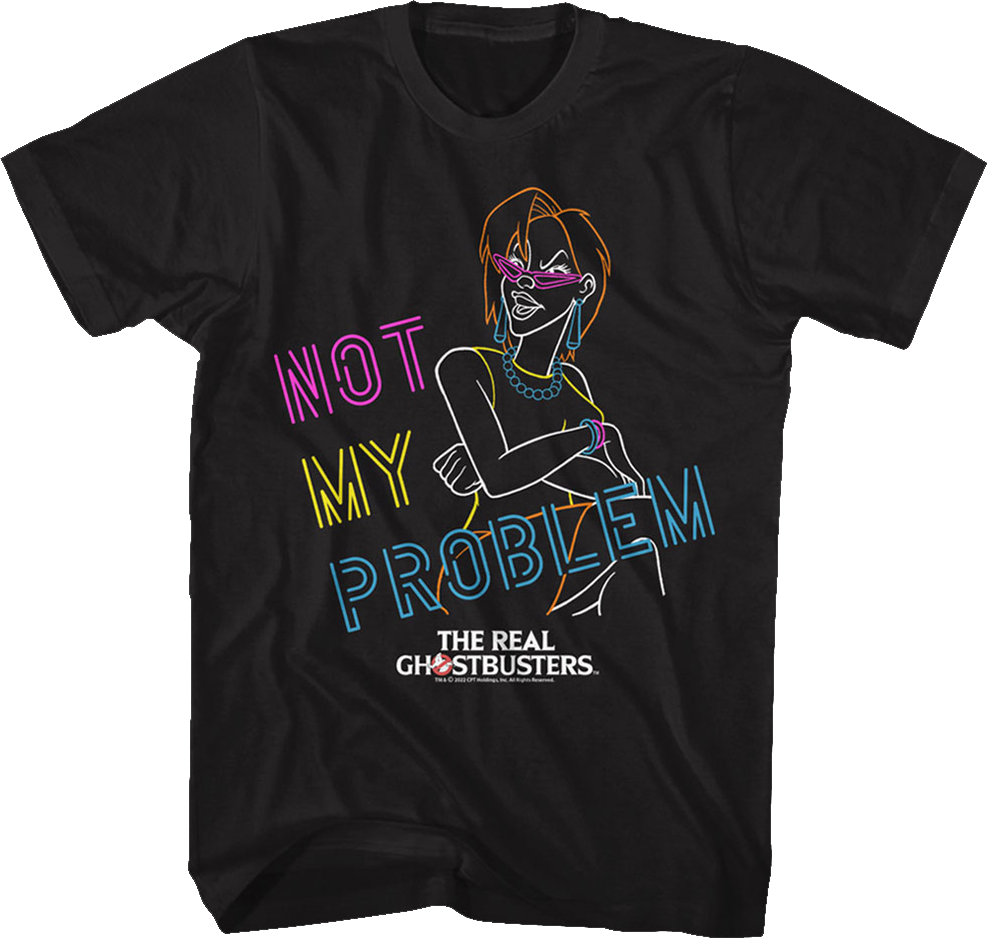 Camisetas Unisex DEEPSTONE Neon Janine Not My Problem Real Ghostbusters Negro (XXXL)