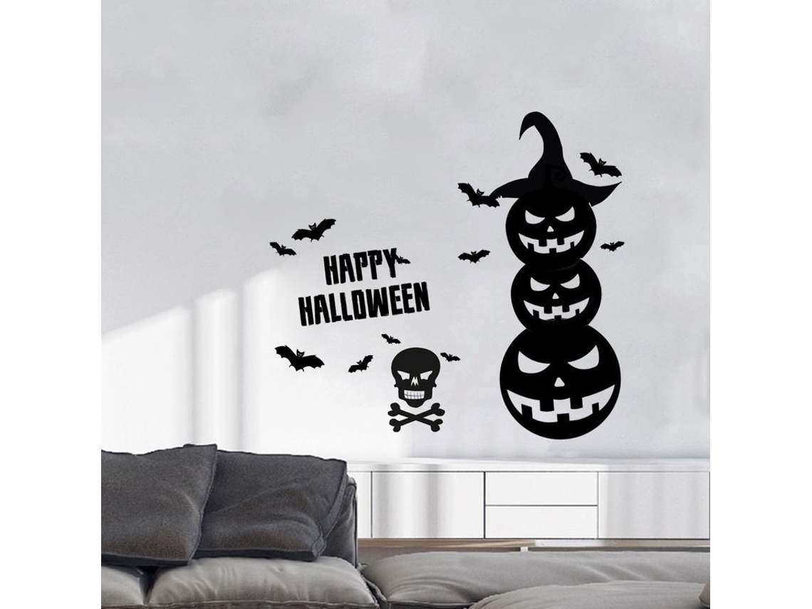 2026-adhesivos De Halloween Para Ventanas Calabazas Esqueletos Murciélagos Pegatinas Negras Para Pared