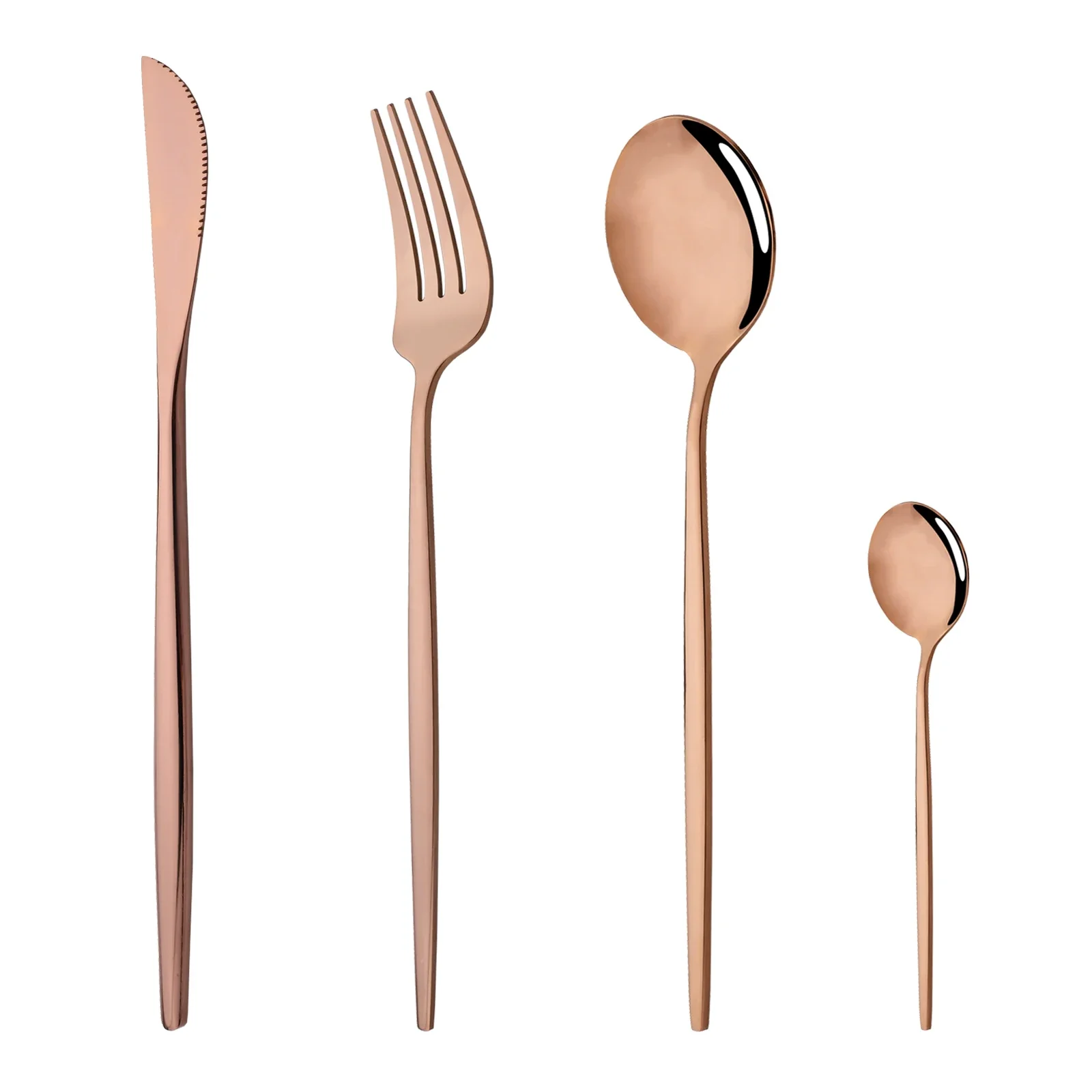 MDUG (Juego de cubiertos de acero inoxidable de 4 piezas, cuchillo, tenedor y cuchara, estilo occidental)