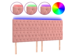 Maison Exclusive - Cabecero Con Luces Led Terciopelo Rosa 180x7x118/128 Cm