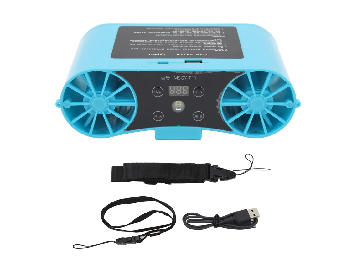Ventilador portátil de cintura con cordón, azul, 15000 mAh