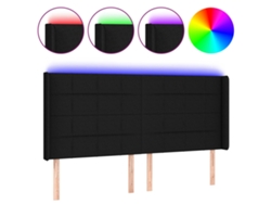 Maison Exclusive - Cabecero Con Led De Tela Negro 163x16x118/128 Cm