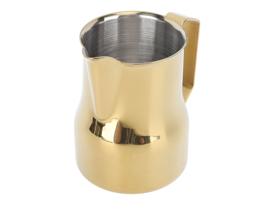 Espumador de leche de 350 ml en acero inoxidable 304, boquilla puntiaguda, dorado