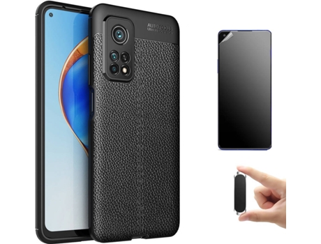 Kit Carcasa, Protector y Soporte Xiaomi Mi 10T Ultimatte Rugged Leather Negro