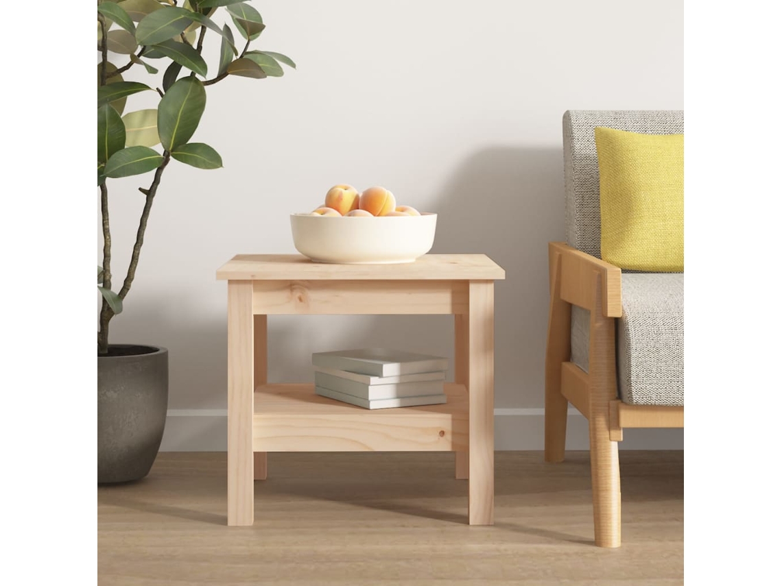 Mesa de Centro de Apoyo 45X45X40 Cm Pino Macizo Lovely Home