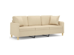Maison Exclusive - Sofá De 3 Plazas Con Cojines Tela Color Crema 180 Cm