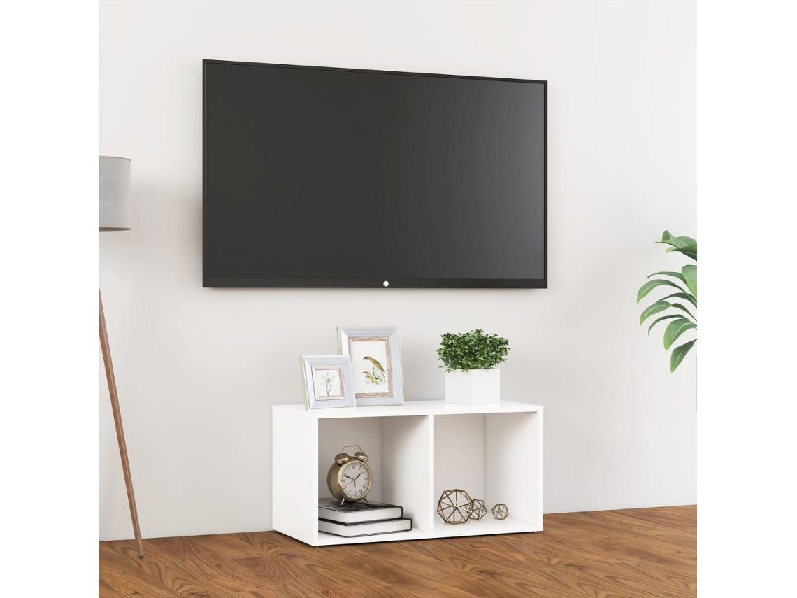 Mueble de Armario Tv 72X35X36,5 Cm Contrachapado Blanco