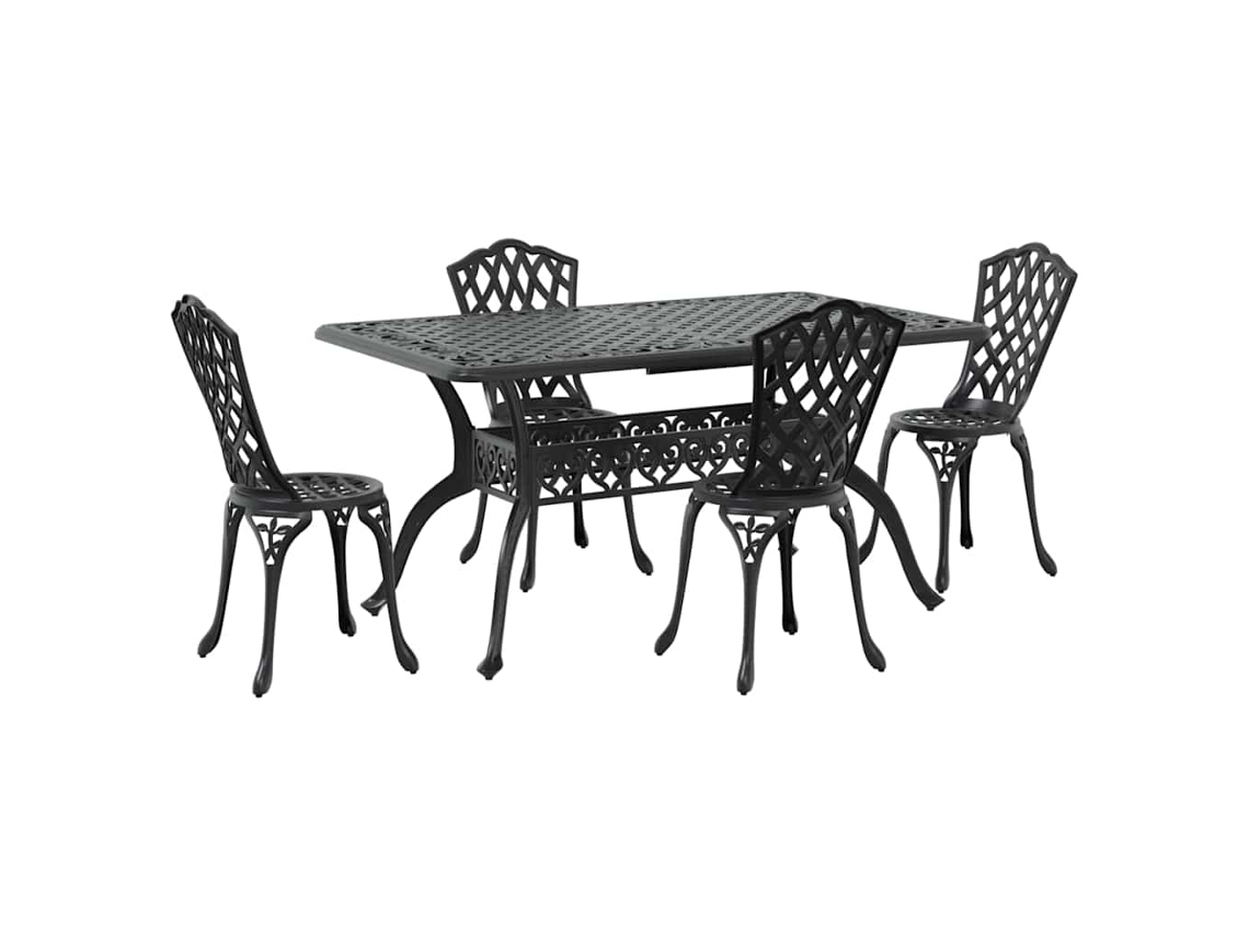Maison Exclusive - Juego de comedor de jardín de aluminio negro de 5 piezas