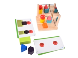 Juguete educativo de bloques de madera con espejo para niños con habilidades de pensamiento lógico espacial.