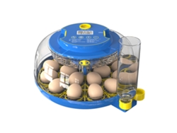 Incubadora para 18 huevos con volteo automático y luz de lámpara.