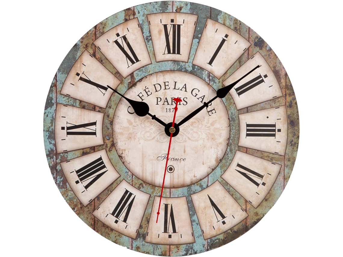Reloj de pared vintage industrial, madera, silencioso, moderno, negro Kofihety