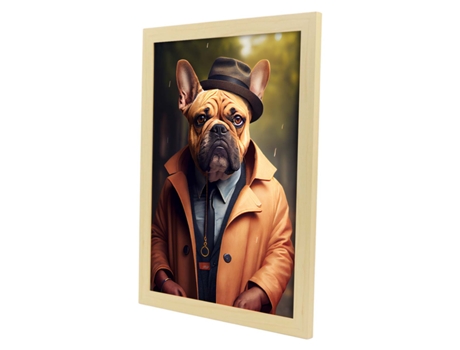NACNIC Lámina Bulldog Elegante Amistoso En Fotografía A Todo Color Divertidas Ilustraciones Realistas De Animales Con Ropa Humana A3 Marco Negro