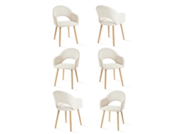 Sillas De Comedor Goeurvant 1316(pack De 6, Blanco Roto, Pana)