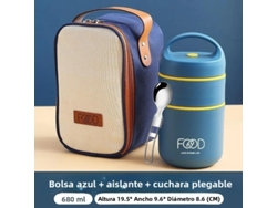 Lonchera Térmica De Acero Inoxidable 304 (azul), Con Bolsa Térmica Y Caja Bento Para Sopa.