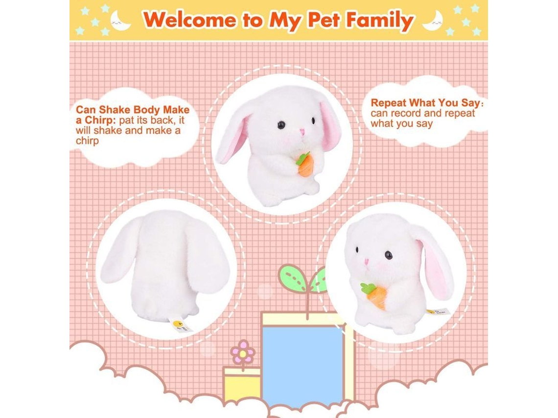 Conejo Robot De Peluche Que Habla Y Repite, Baila Y Se Agita, Graba, 16 Cm, Regalo Para Bebé