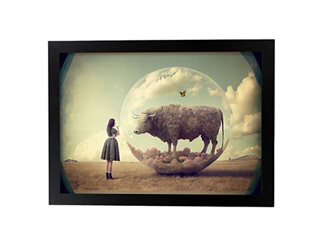 NACNIC Poster Búfalo En Estilo Surrealismo Cinematográfico Ilustraciones Y Grabados De Historieta Abstracta Y Artística A3 Marcos Negros