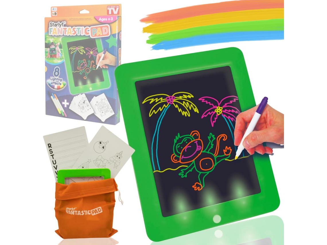 Pizarra Mágica de dibujos STARLYF Fantastic Pad Luces Led Brillan en la oscuridad Cartones de dibujo Estimula la Creatividad (23x18cm)