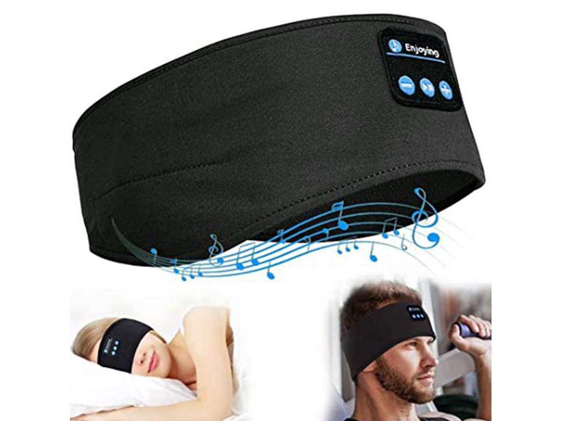 Cinta Bluetooth, banda ajustable para auriculares, pulsera lavable para dormir, Yoga al aire libre, Llamadas al aire libre, negro